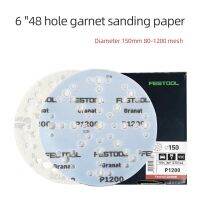 German Festool Sandpaper 6 "150mm 48 Holes Garnet Dry Abrasive Paper Car Putty Sanding Lacquer Polishing Abrasive Cleaning Tools