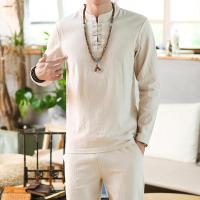 Linen Shirts Men Tracksuit Pants Sets Two Piece Party Suit Mens Streetwear Fashion Sweat Pant 2022 Beach Clothes in Mens Sets