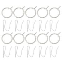 30 Pcs Metal Drapery Curtain Rings Curtain Hanging Rings and 30 Pcs Curtain Drapery Pin Hooks for Window Shower Curtain