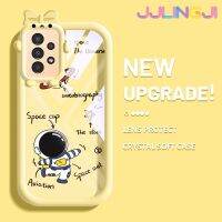 Jjlingji เคสปลอกสำหรับ Samsung A13 5G เคส A04s ลายการ์ตูนนักบินอวกาศสีสันสดใสน่ารักเคสซิลิโคนเลนส์กล้องถ่ายรูปแบบนิ่มสัตว์ประหลาดน้อยโปร่งใสเคสป้องกันกันกระแทกแบบใสง่าย