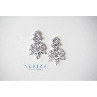 Neriza Jewelry/ ต่างหูเพชรสังเคราะห์เกรดพรีเมี่ยมประกายไฟเทียบเท่าเพชรแท้ จัดส่ฟรี NE053