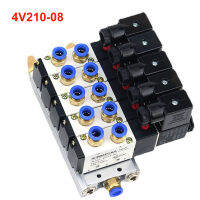 1224V DC 110220V AC Multi Option 4V210-08นิวเมติก Solenoid วาล์วบล็อก Muffler Fitting ฐาน Manifold 2346 Way