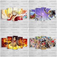 □┇ โปสเตอร์ผ้าใบ พิมพ์ลายอนิเมะ One Piece HD Luffy Gear 5 Nika Zoro สําหรับตกแต่งผนังบ้าน ห้องนั่งเล่น 5 ชิ้น