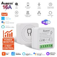 AUBESS Tuya MINI Wifi Switch Module 16A Overload Protect Power Energy Monitor Power Metering 2-Way Control Switches DIY Tuya APP Dimmer Switch Module Works For Alexa Google Home No Need Gateway