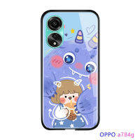 เคสโทรศัพท์มือถือสำหรับ Vivo Y27 5G OPPO A78 4G น่ารักสำหรับผู้หญิงเคสลายการ์ตูนสำหรับเด็กผู้หญิงโทรศัพท์รูปอสูรกายน้อยกันกระแทกกระจกนิรภัยมันวาวฝาหลังเคส