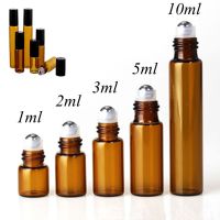 1PC Amber Roller Ball Essential Glass Oil Bottle Empty Perfume Roller Ball Refillable Liquid Container 1/2/3/5/10ML Makeup Tools Travel Size Bottles C