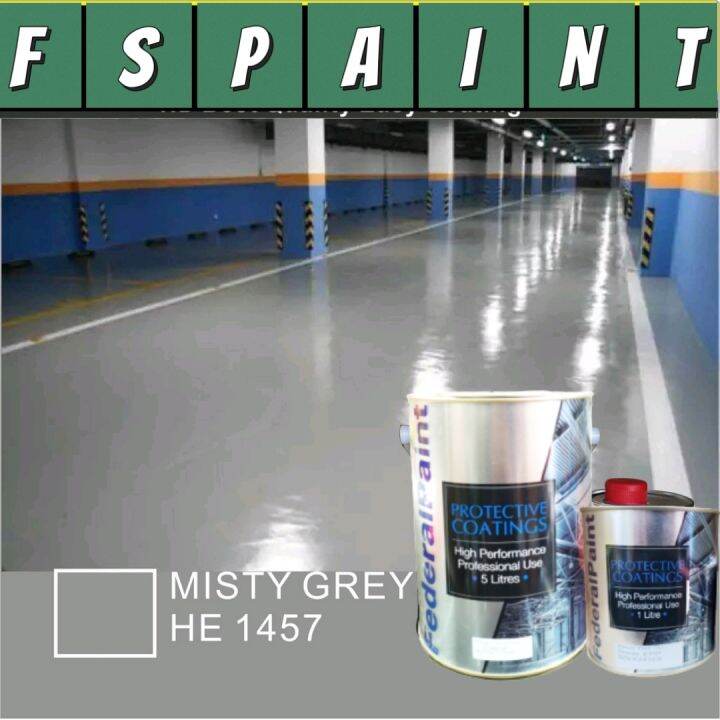 1457 MISTY GREY ( 5L ) HEAVY DUTY EPOXY FEDERAL PAINT WATERPROOF FLOOR ...