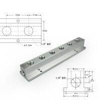 T Type 1/4 "BSP หญิงนิวเมติกฟิตติ้งหัวต่อคอมพิวเตอร์ผู้จัดจำหน่ายตัวแยกแบบท่อร่วมบล็อกอลูมิเนียมอุปกรณ์ Fiting Pipa สำหรับเครื่องอัดอากาศ