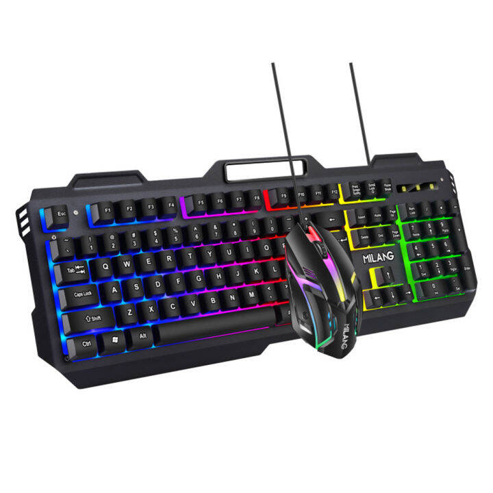 Waterproof Wired Gaming Keyboard Mouse Combos RGB Backlit Keycap Mechanical Feel Keyboard Mice