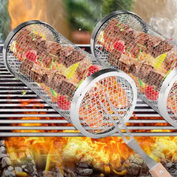 Grill Accessories, Rolling BBQ Basket, Grilling Tube for Veggies