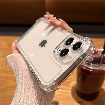 「Enjoy electronic」 Luxury Airbag Shockproof Clear Phone Case For iPhone 11 12 13 14 Pro Max Mini XR X XS 7 8 Plus SE 2 3 Transparent TPU Hard Cover