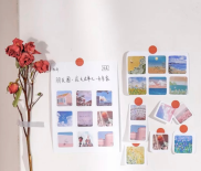 Set 100 miếng nhãn dán vuông phong cảnh trang trí tiện ích