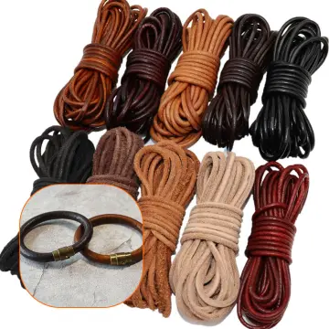 2M Retro Brown Real Genuine Leather Cord Round Flat Rope String For DIY  Necklace Bracelet Jewelry