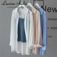 LAREINE 2023 เสื้อฤดูร้อนสำหรับผู้หญิงเสื้อลำลองป้องกันแสงแดด,เสื้อบางสไตล์แขนยาวกันรอยยับ