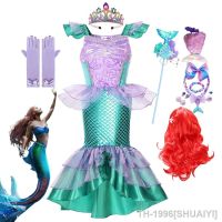 SHUAIYI Vestido de Princesa Disney para meninas Pequena Sereia Ariel Halloween Cosplay Roupas festa crianças Crianças extravagantes Novo 2023