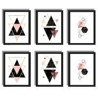 6 Pcs/Set Nordic Decoration Geometric Wall Art Canvas Painting Posters Decoration Canvas Pictures (Unframed)21cm x 30cm