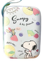 SNOOPY กล่องเก็บสายชาร์จ กล่องใส่เพาเวอร์แบงค์ สายหูฟัง , L  ลาย  Snoopy สนูปปี้ ขาว wow  งาน eva ขนาด13.5x9.5x3.5 cm งานสวยงาม BY PMY SHOP