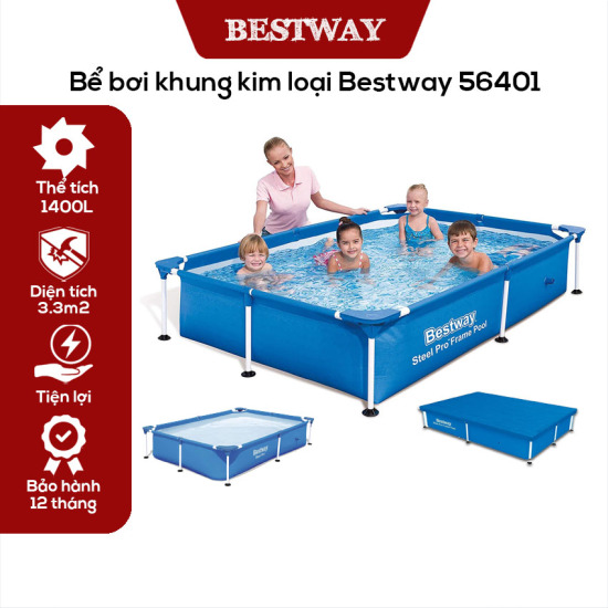 Bể bơi khung kim loại bestway 56401, bể bơi cho bé, hồ bơi trẻ em - ảnh sản phẩm 1