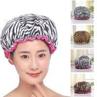 Waterproof Woman Shower Cap Double Layer Elastic Bath Hat Long Hair Bonnet Girl Leopard Bathing Hats Adult Oil-Proof Head Cover