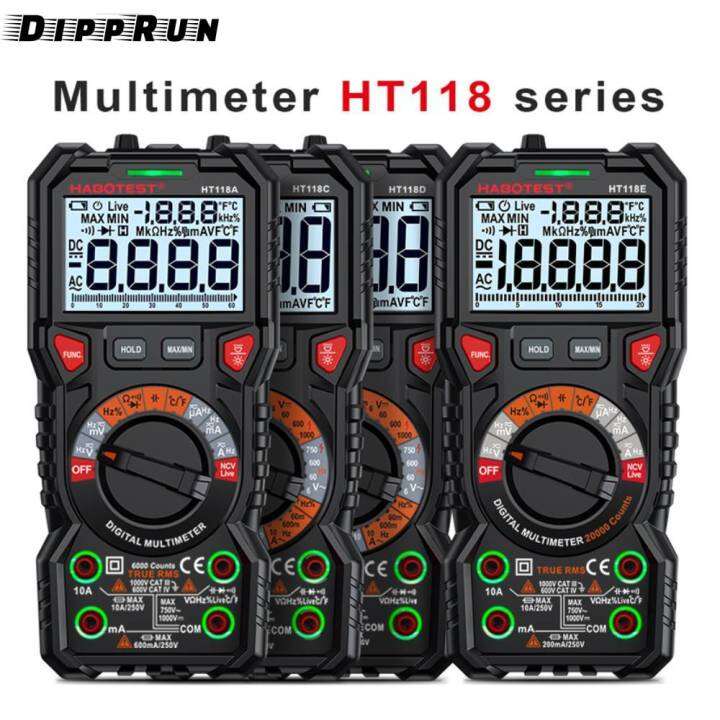 Ht118 Digital Smart Multimeter Trms 6000 Counts Acdc 1000v Voltmeter Ammeter Volt Meter Ohm 9733