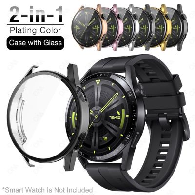 2-in-1 Protective Case Screen Protector for Huawei Watch GT3 GT2 GT2E GT 3 2 2E Pro 42MM 46MM PC Hard Tempered Glass Cover Nails  Screws Fasteners