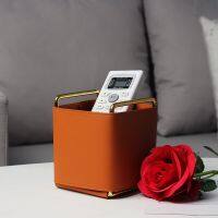 【YD】 Leather Holder Electroplating Iron Desktop Storage Makeup Lliving Room Organize Boxes