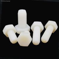 ₪♣✙ 1/5/10/50pc M3 M4 M5 M6 M8 M10 M12 M14 M16 White Nylon Plastic Insulated External Hex Hexagon Head Cap Screw Bolt Length 5-120mm