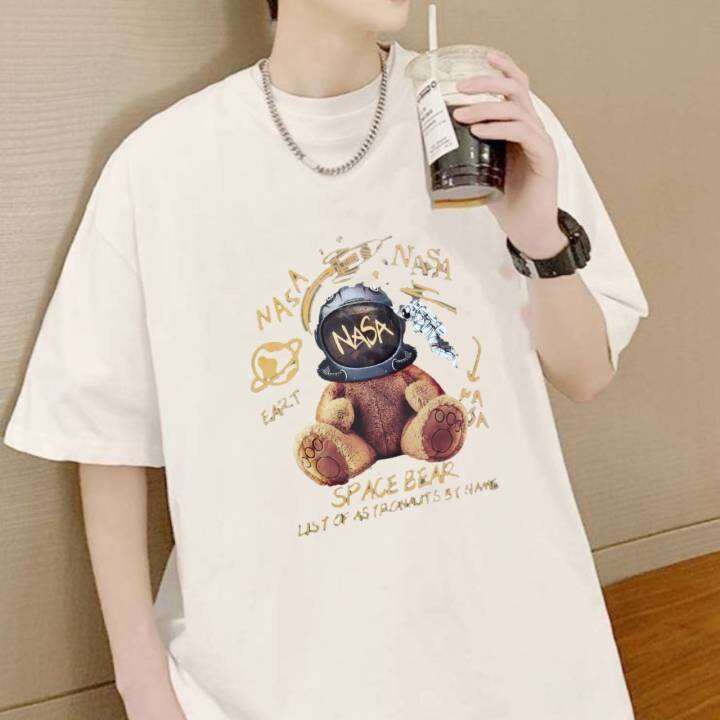เเขนสั้นเสื้อยืดผู้ชายผ้ายืดผ้าคอตตอนลายเเท่ใส่สวยใส่สบาย