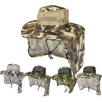 Men Women Summer Outdoor Sport Fishing Sun Fisherman Hat Jungle Camouflage Wide Brim Breathable Mesh Sunshade Sunscreen Cap W64