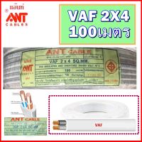 สายไฟทองแดง เบอร์4 รุ่น VAF 2x4 ความยาว 100เมตร สายคู่แบนสีขาว ทองแดงเต็ม กระแส31AMP VAF 2แกน เบอร์ 4 sqmm