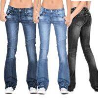 【YD】 Womens Jeans Stretch Fringed Boot Cut Pants Fashion Denim Trousers for Color Mom 8 Sizes