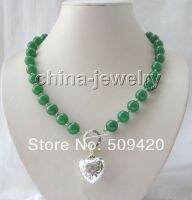 Hot sell Fast SHIPPING Gorgeous 18" 12mm green round jade necklace NEW JEWE