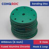 【LZ】☞✷  100 Pieces 150mm (6-Inch) 9-Hole Sanding Discs  Dry and Wet Sandpapers Ployester Film Hook and Loop