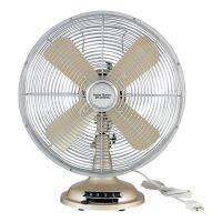 12 Inch Retro 3-Speed Metal Tilted-Head Oscillation Table Fan Brushed Nickel Portable Fan (US Stock)