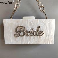 【YD】 Marble Name Letters Bride Fashion Wedding Clutches Evening Shoulder Hand