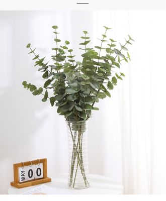 [COD] Cross-border single wool pulp eucalyptus leaf artificial flower plant green home decoration landscaping wholesale