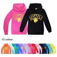 Mr Beast เสื้อสเวตเตอร์มีฮู้ด,เสื้อสเวตเชิ้ตมีฮู้ดพิมพ์ลายทองแฟชั่นฤดูใบไม้ผลิฤดูใบไม้ร่วง1333สำหรับเด็ก