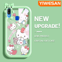 YIWESAN เคสสำหรับ VIVO Y91 Y91i Y95การ์ตูนน่ารักลาย Hello Kitty แฟชั่นใหม่กันกระแทกเคสโทรศัพท์โปร่งใสน่ารักมอนสเตอร์ตัวน้อยป้องกันเลนส์กล้องซิลิโคนนิ่ม