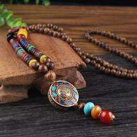 New Vintage Nepal Long Buddhist Mala Wood Beaded Pendant &amp; Necklace Ethnic Bohemian Boho Buddha Lucky Jewelry for Women Men