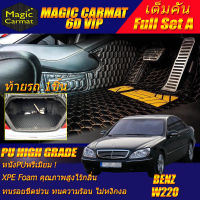 Benz S-Class W220 1999-2005 Sedan Full Set A (เต็มคันรวมท้ายรถแบบ A) พรมรถยนต์ S-Class W220 Sedan S55 S65 S280 S320 S350 S500 S600 1999 2000 2001 2002 2003 2004 2005 พรม6D VIP High Grade Magic Carmat