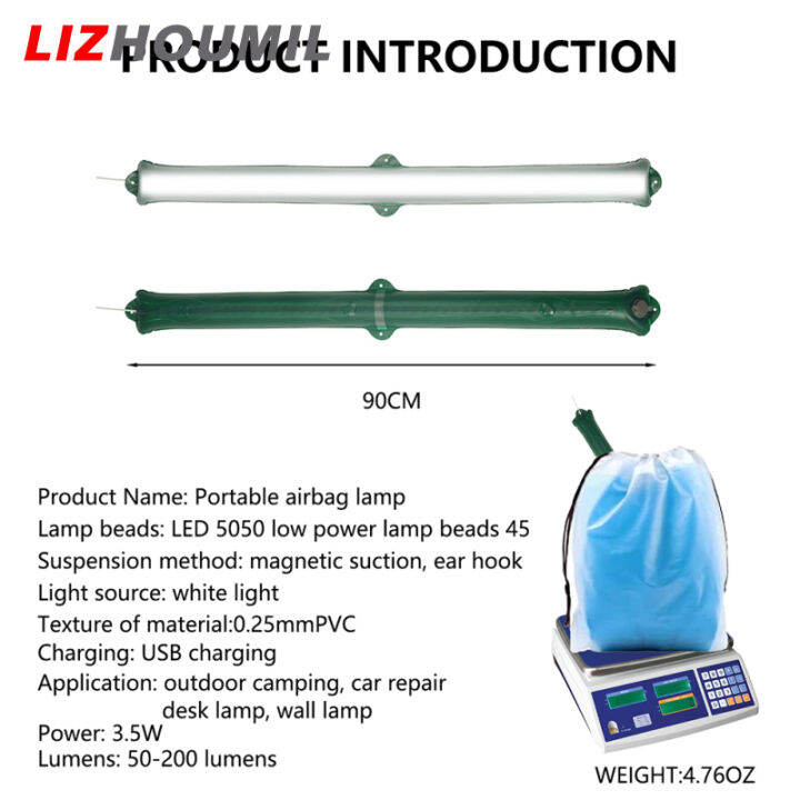 lizhoumil-โคมไฟเป่าลมตะเกียงตั้งแคมป์กลางแจ้งแบบพับได้-โคมไฟแม่เหล็ก-usb-หลอด-led-แบบพกพาหรี่แสงได้ไฟ-led-สำหรับตั้งแคมป์2ชิ้น