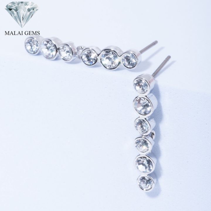 malai-gems-ต่างหูเพชร-เงินแท้-silver-925-เพชรสวิส-cz-เคลือบทองคำขาว-รุ่น-11006029-แถมกล่อง-ต่างหูcz-ต่างหูเงินแท้