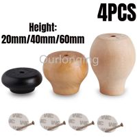 4PCS Furniture Legs Replacement Foot Solid Wood For Coffe Table Carbinet Coach Sofa Round Shape 20/40/60mm 3 Colors With Screws Furniture Protectors R