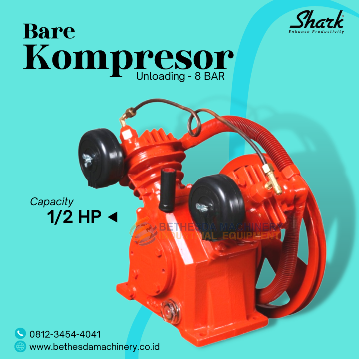 Bare Air Compressor 1/2Hp Kepala Kompresor Unloading 1/2 Hp SHARK ...