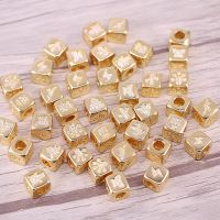 10PCS, Gold Color Micro Pave CZ Insecetpineappleplant Square Spacer Beads , Cubic Zirconia Cube Dice Beads, Accessories