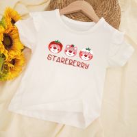 Girls T-shirt Cartoon Lotso Straberry Bear Printed Princess Sleeve Tops 100% Cotton Soft Shirt