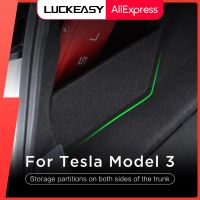 LUCKEASY สำหรับ Tesla รุ่น3 2017-2022ตกแต่งภายในรถยนต์พาร์ทิชันที่เก็บข้อมูล Model3ด้านซ้ายของลำต้นด้านหลัง