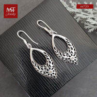 MT ต่างหูเงินแท้  รูปหยดน้ำ ฉลุลายดอกไม้ สไตล์บาหลี  แบบห้อย ตะขอเกี่ยว Solid 925 Sterling Silver Earrings (se720)