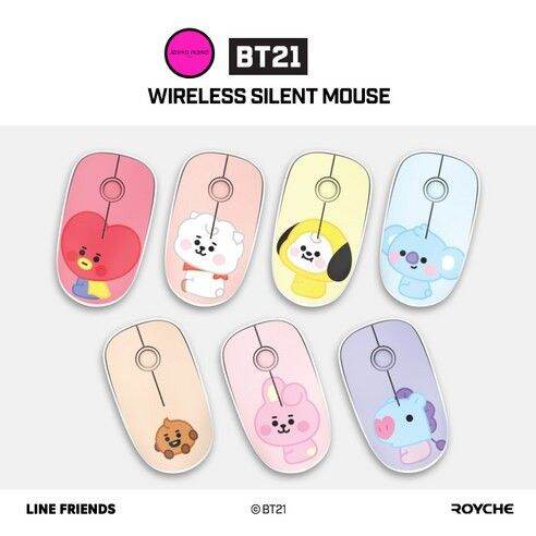 bt21-baby-wireless-silent-mouse-7-types-tata-rj-chimmy-cooky-linefriends-x-royche-korea