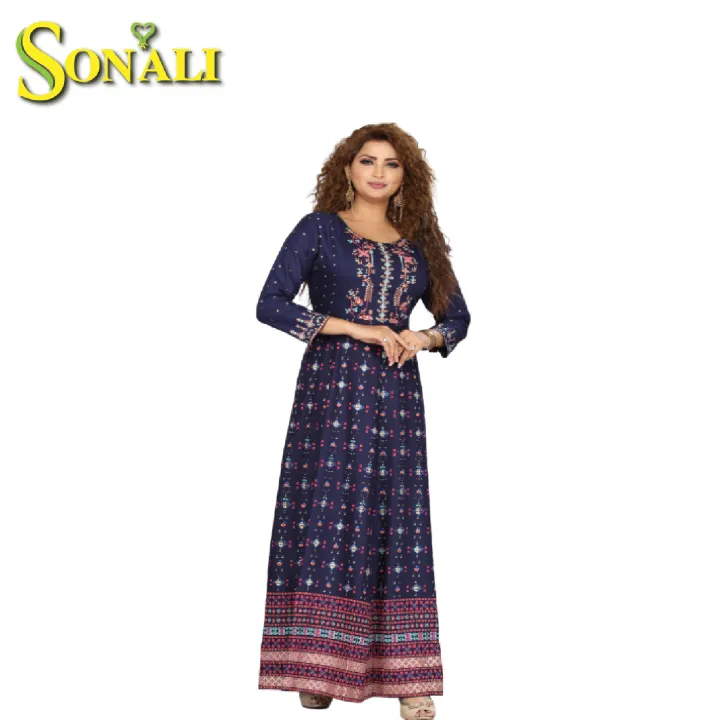 Sonali Ladies Gown Cotton Modern Casual Long Kurti Dress Long Indian Dress  Women Ladies Baju Perempuan Q1346 | Lazada